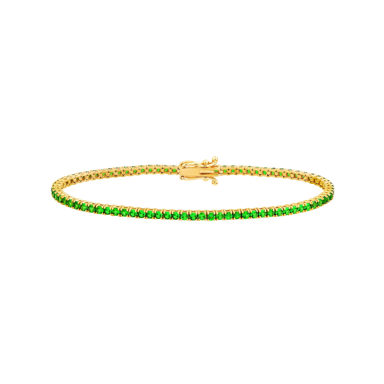 3.60ct Green Tsavorite Straight Tennis Bracelet