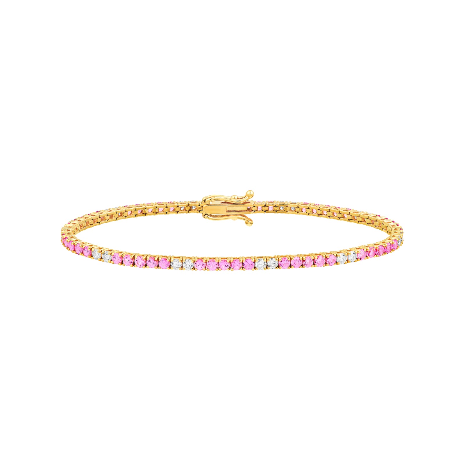 1-1/8tcw Diamond & 3-1/2ct Pink Sapphire Tennis Bracelet