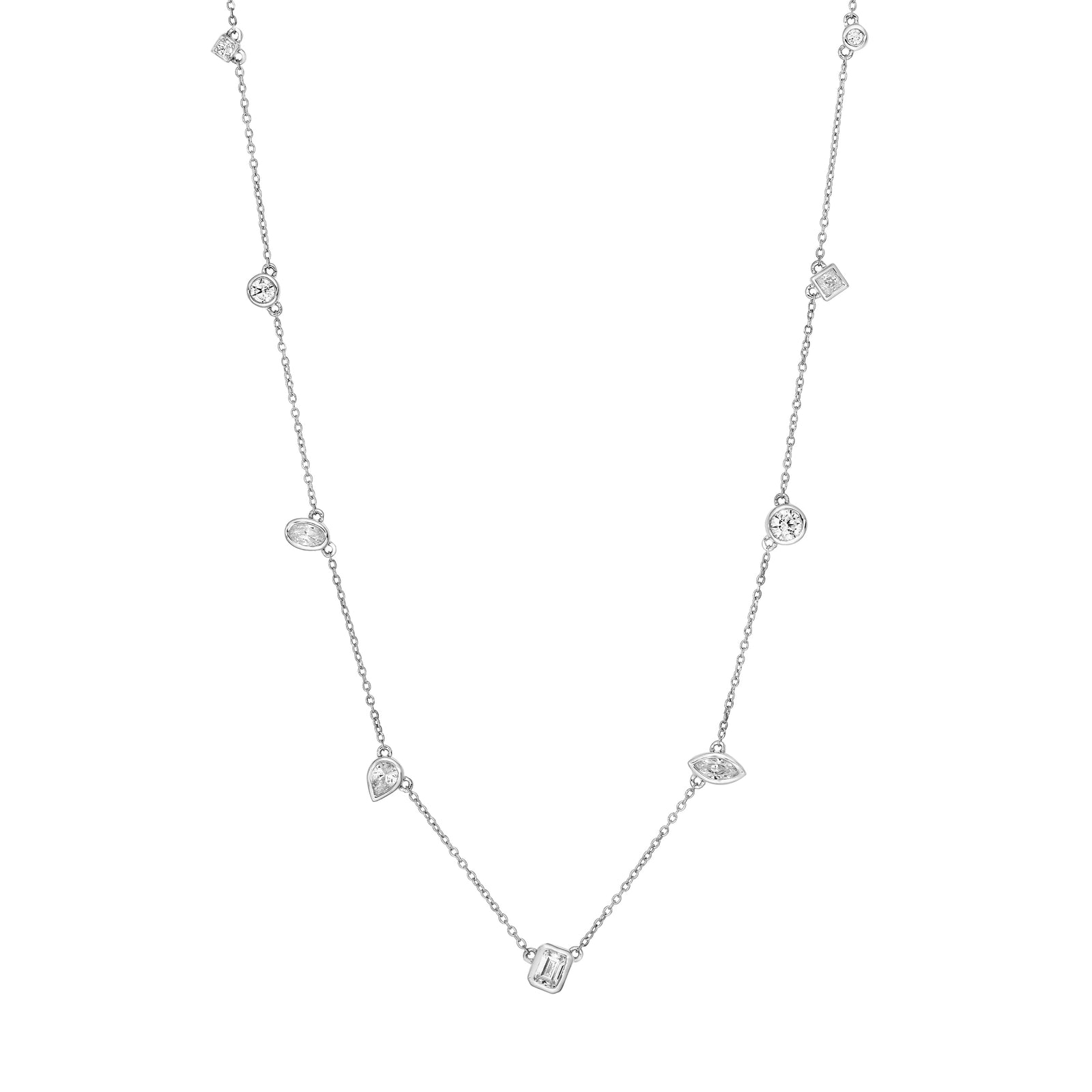 1tcw Multi Stone Bezel Diamond Station Necklace