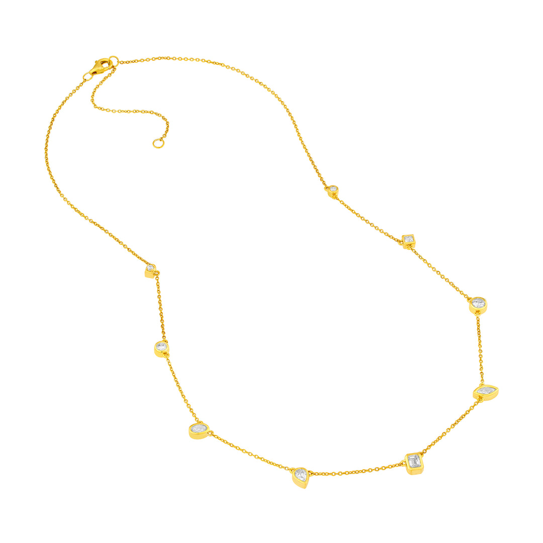 1tcw Multi Stone Bezel Diamond Station Necklace