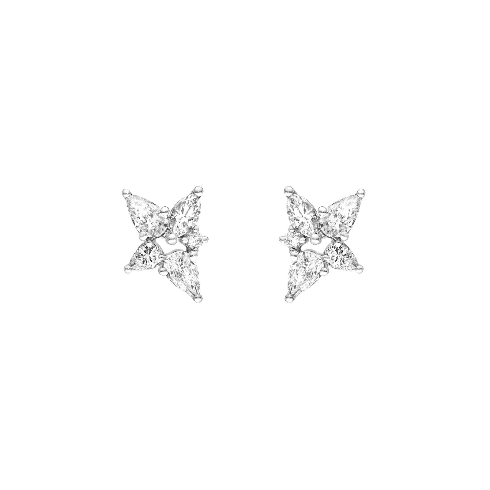 1-1/2tcw Pear Marquise & Round Diamond Stud Earrings