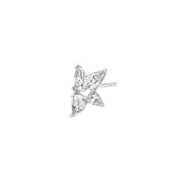 1-1/2tcw Pear Marquise & Round Diamond Stud Earrings