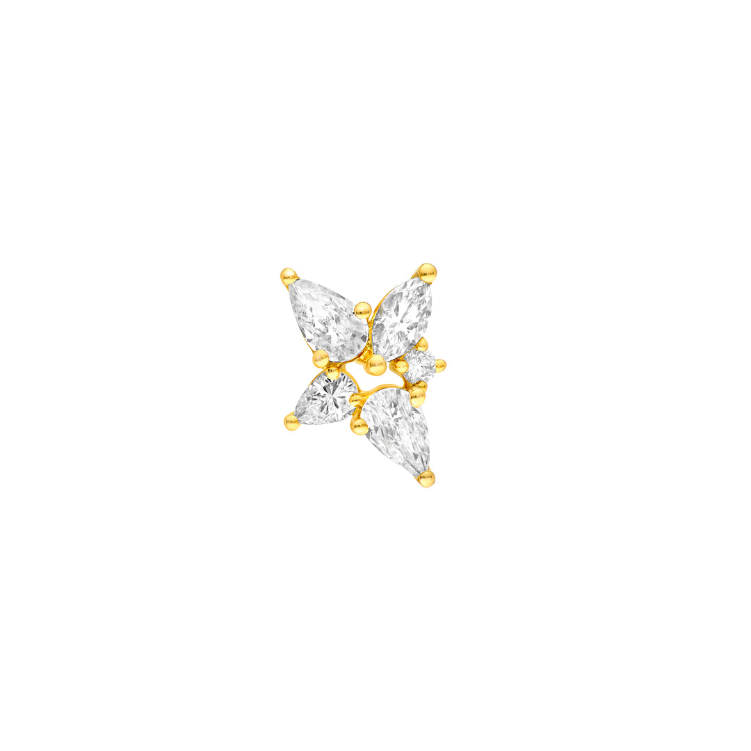 1-1/2tcw Pear Marquise & Round Diamond Stud Earrings