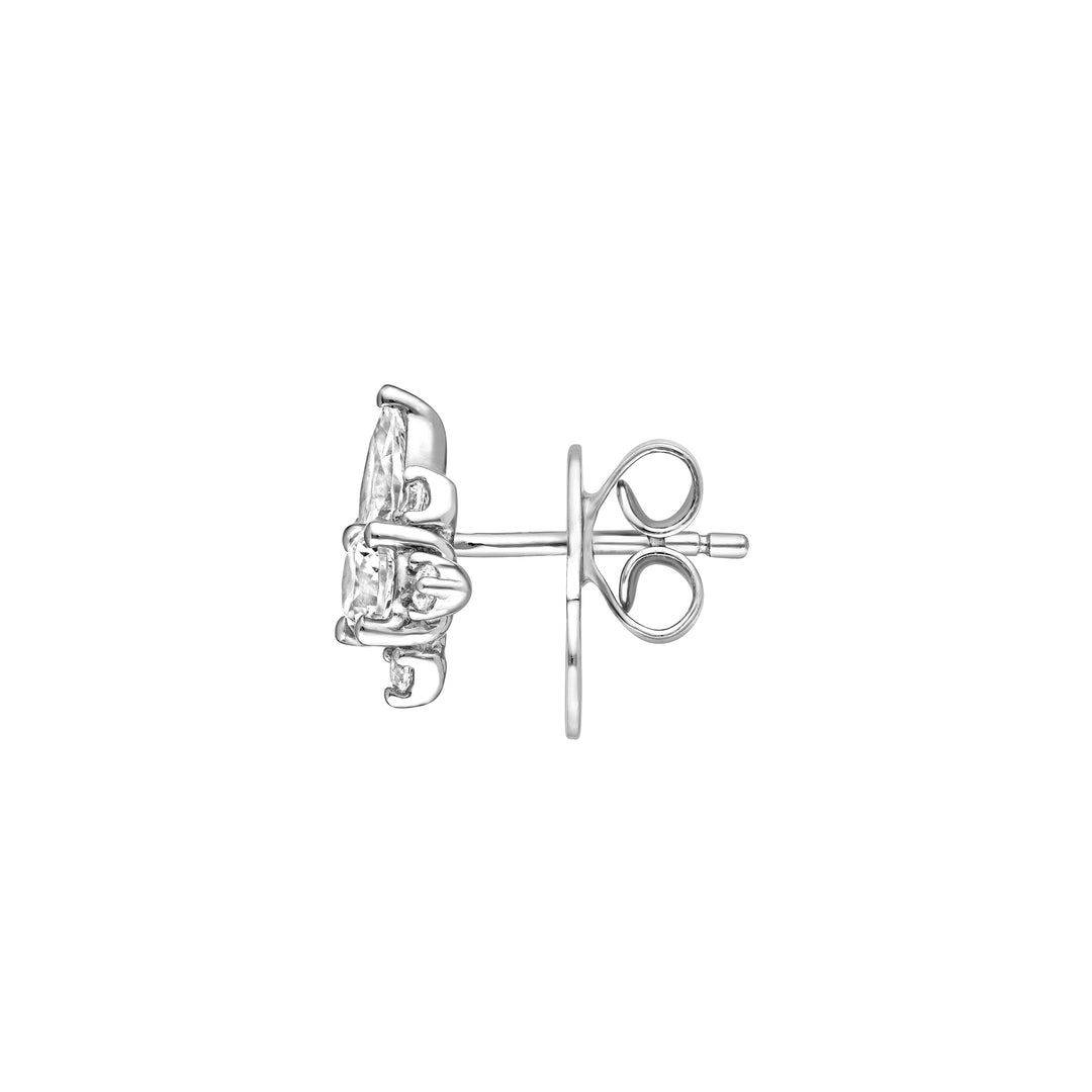 1-1/8tcw Pear & Round Diamond Stud Earrings