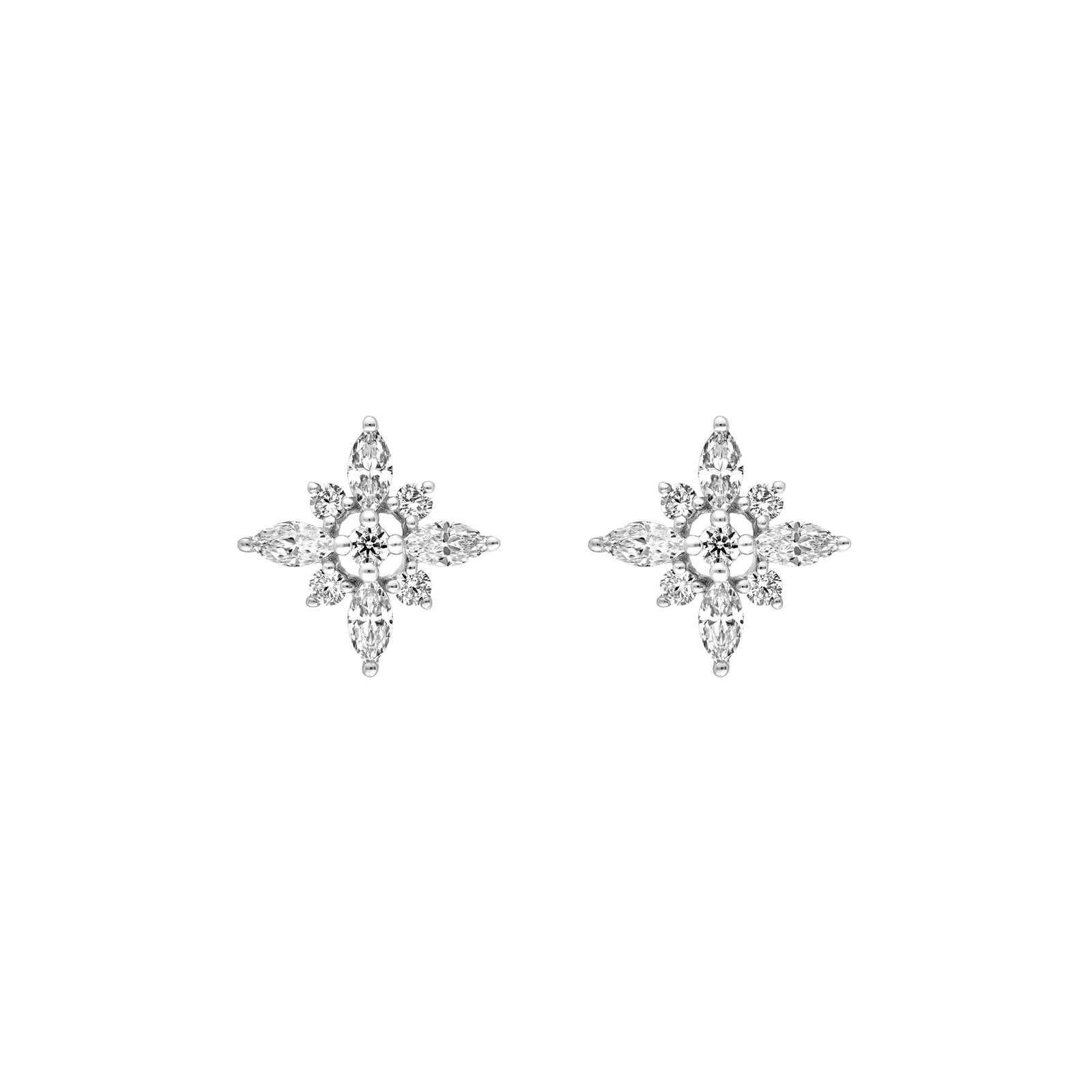 7/8tcw Marquise Diamond Flower Earrings