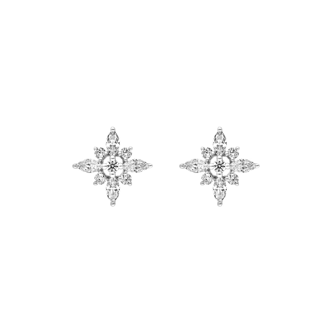 7/8tcw Marquise Diamond Flower Earrings