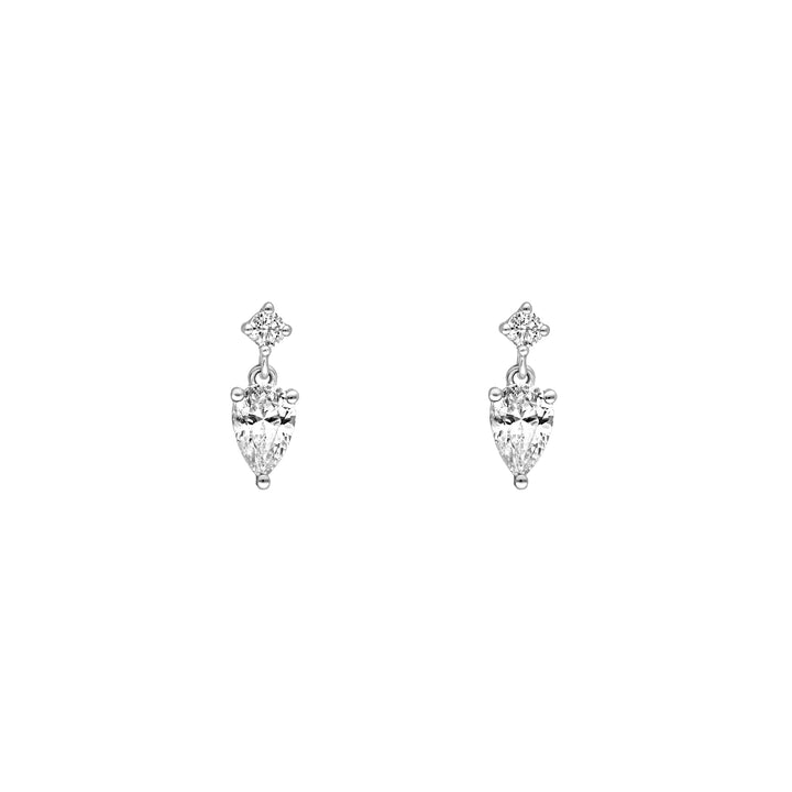 1tcw Pear & Round Diamond Stud Earrings