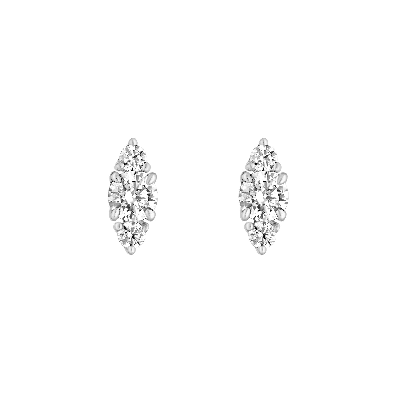 3/8tcw Three Stone Round Diamond Earrings