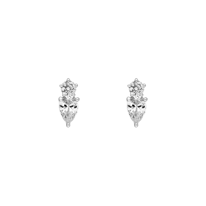 1-1/5tcw Round & Pear Diamond Stud Earrings