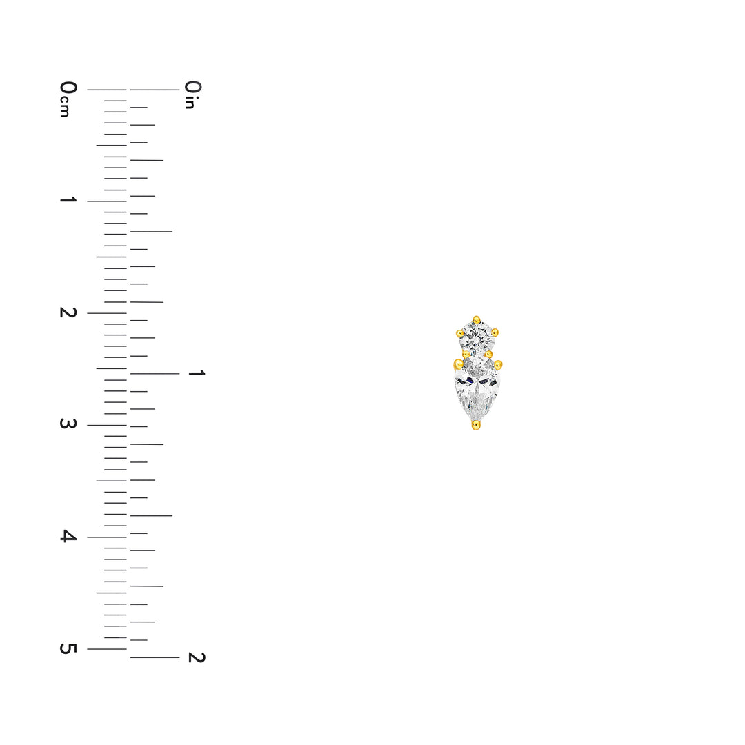 1-1/5tcw Round & Pear Diamond Stud Earrings