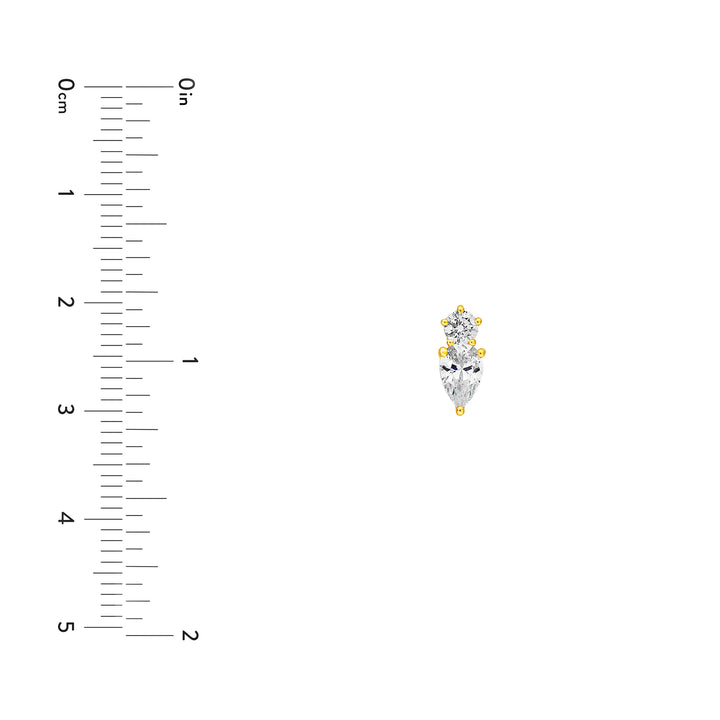 1-1/5tcw Round & Pear Diamond Stud Earrings