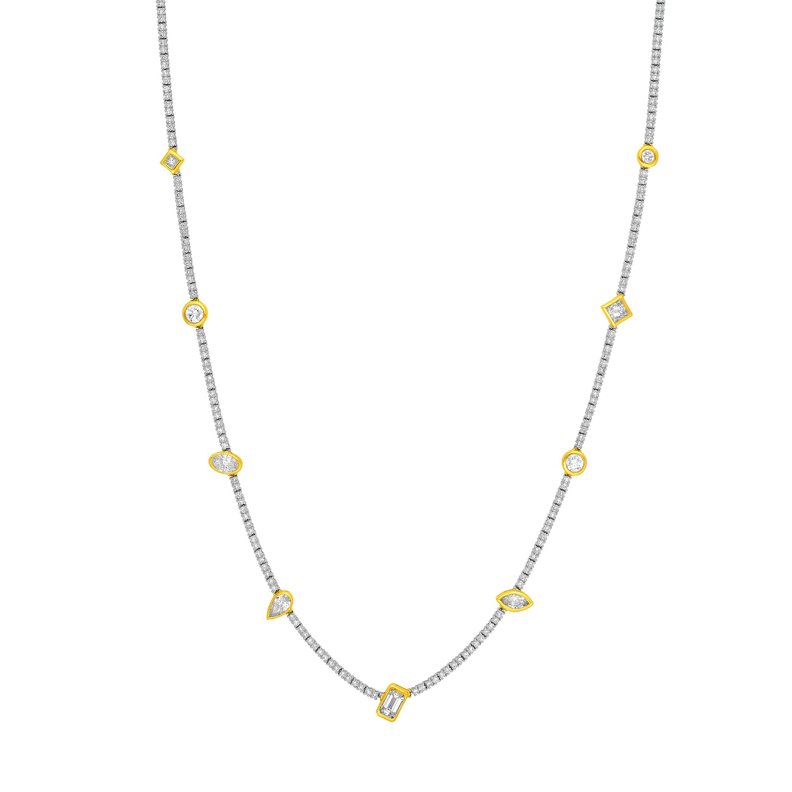Multi Shape Multi Stone Diamond Necklace