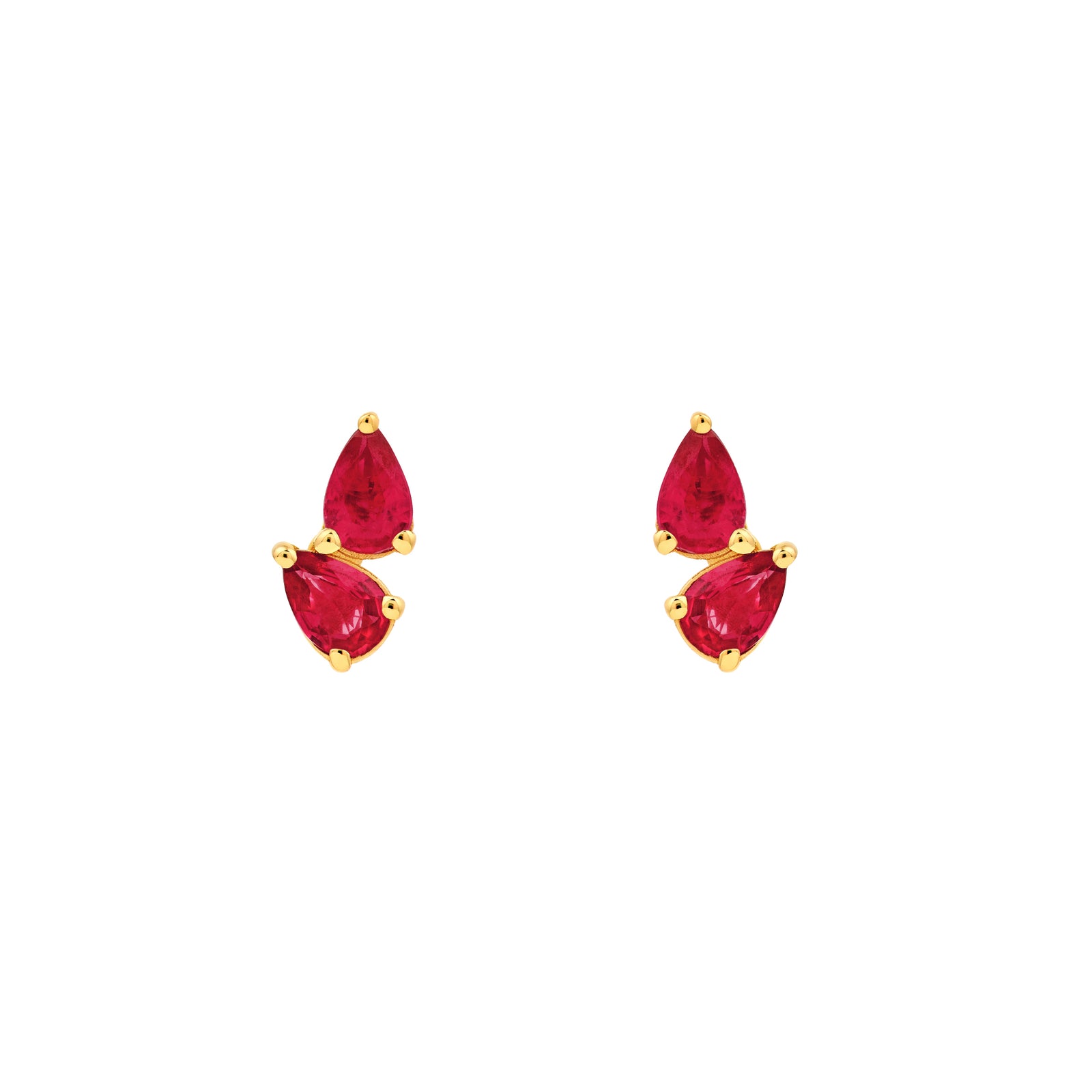 3/4tcw Pear Shape Ruby Stud Earrings