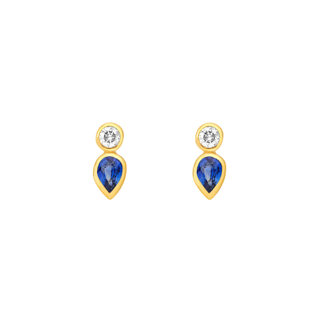 1/2tcw Bezel Set Sapphire & Diamond Stud Earrings