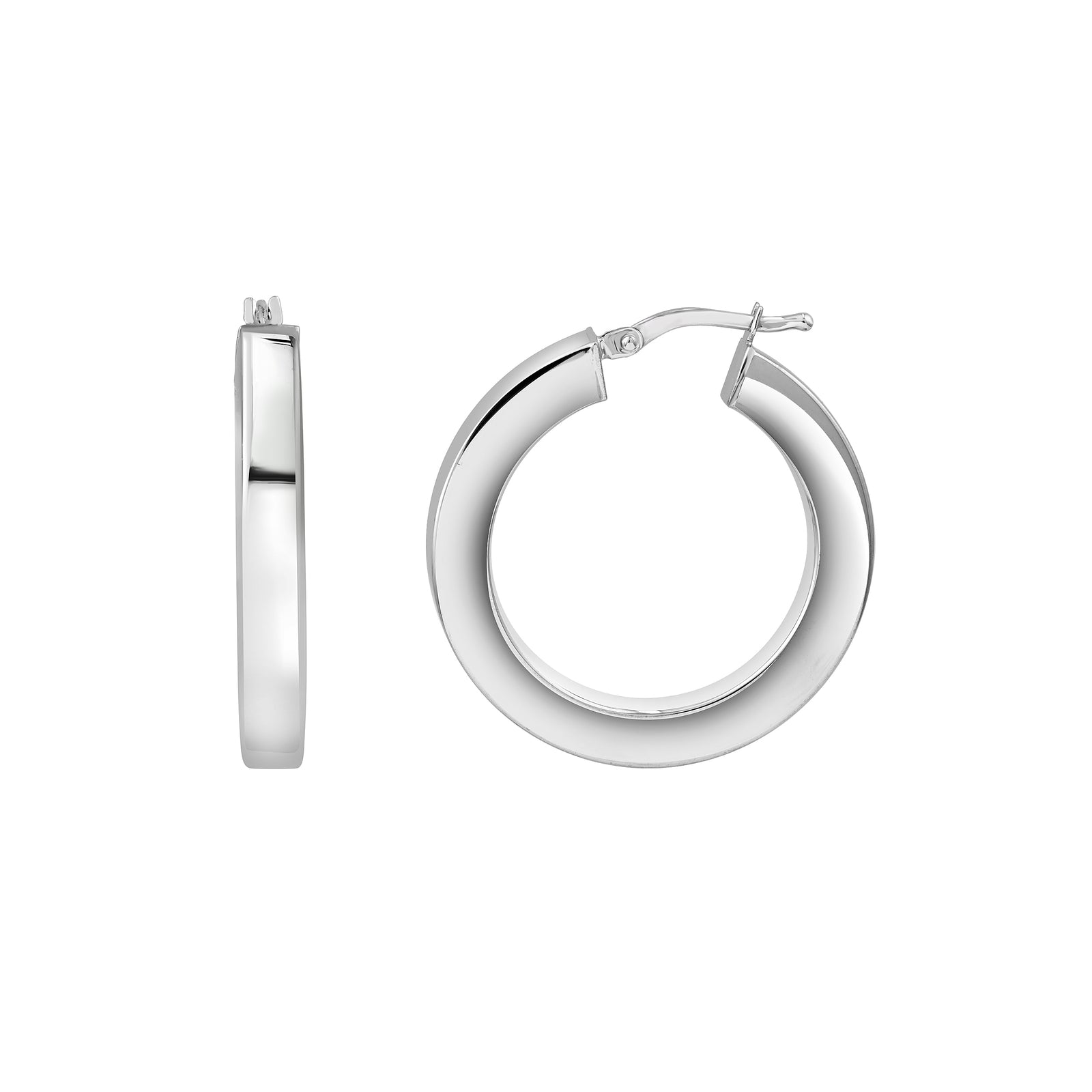 20mm Square Tube Round Hoop Earrings