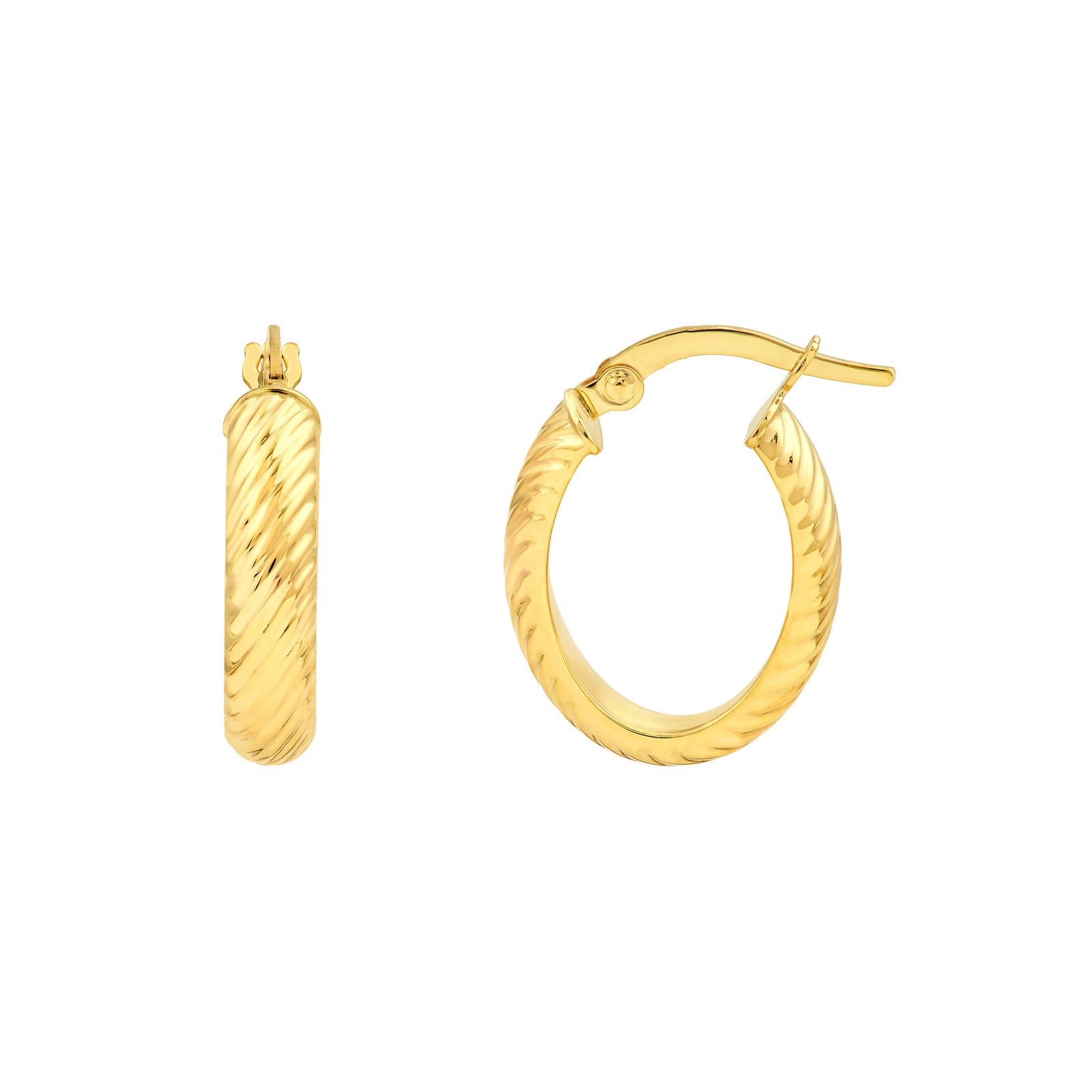 Large D/C D-Tube Oval Hoop Earrings