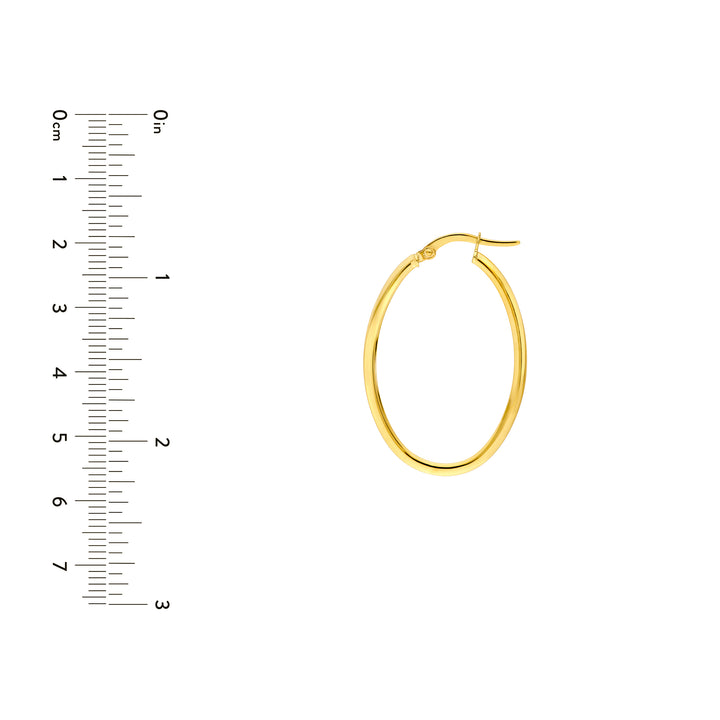 30x20mm Knife Edge Tube Oval Hoop Earrings