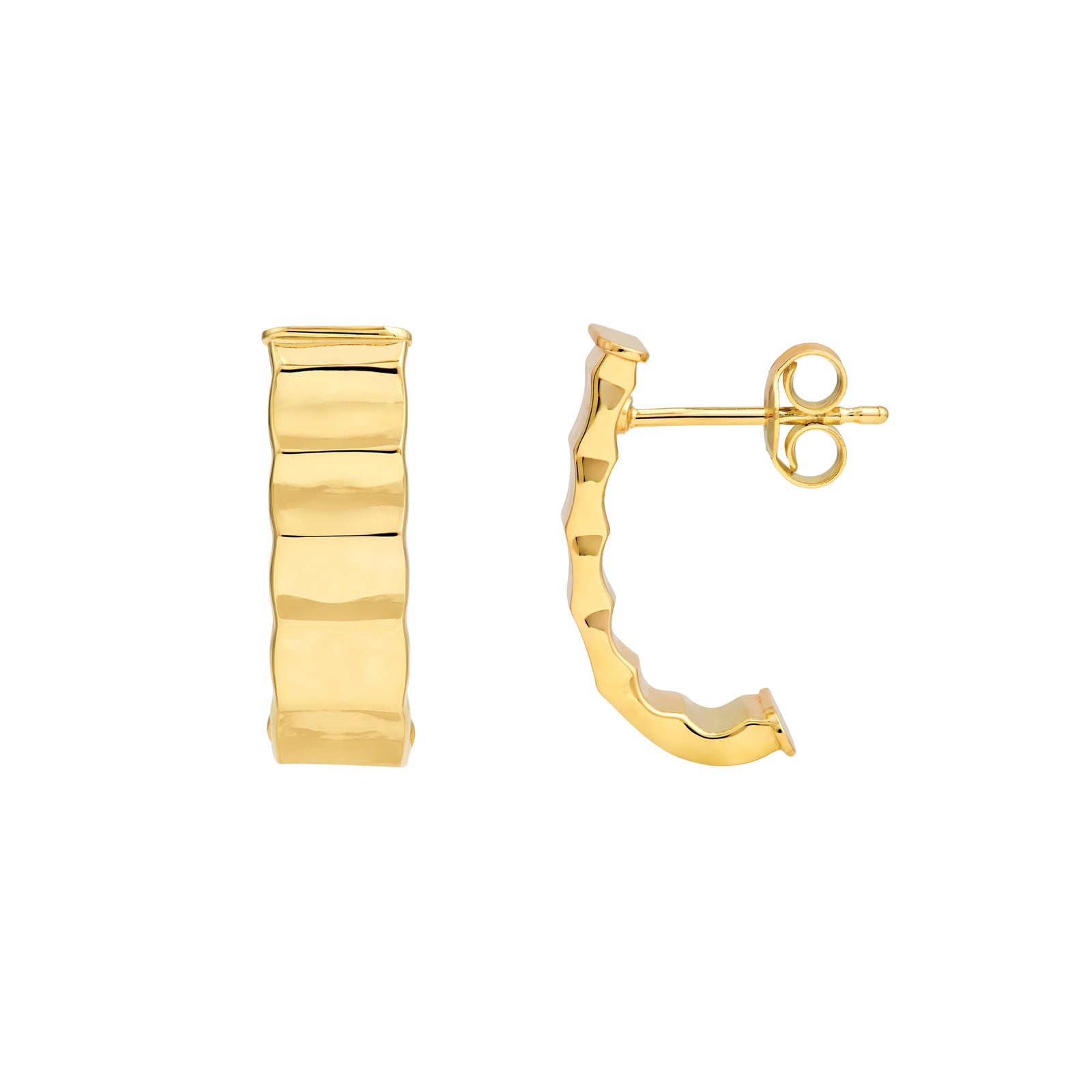 5.2mm Stampato Rectangular Tube J Hoop Earrings