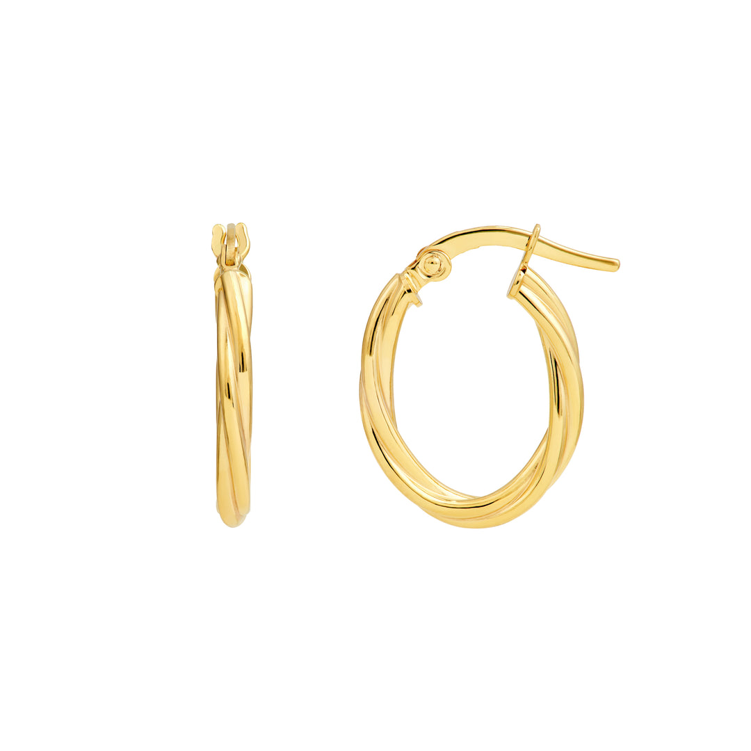 13x10mm Twisted Tube Oval Hoop Earrings