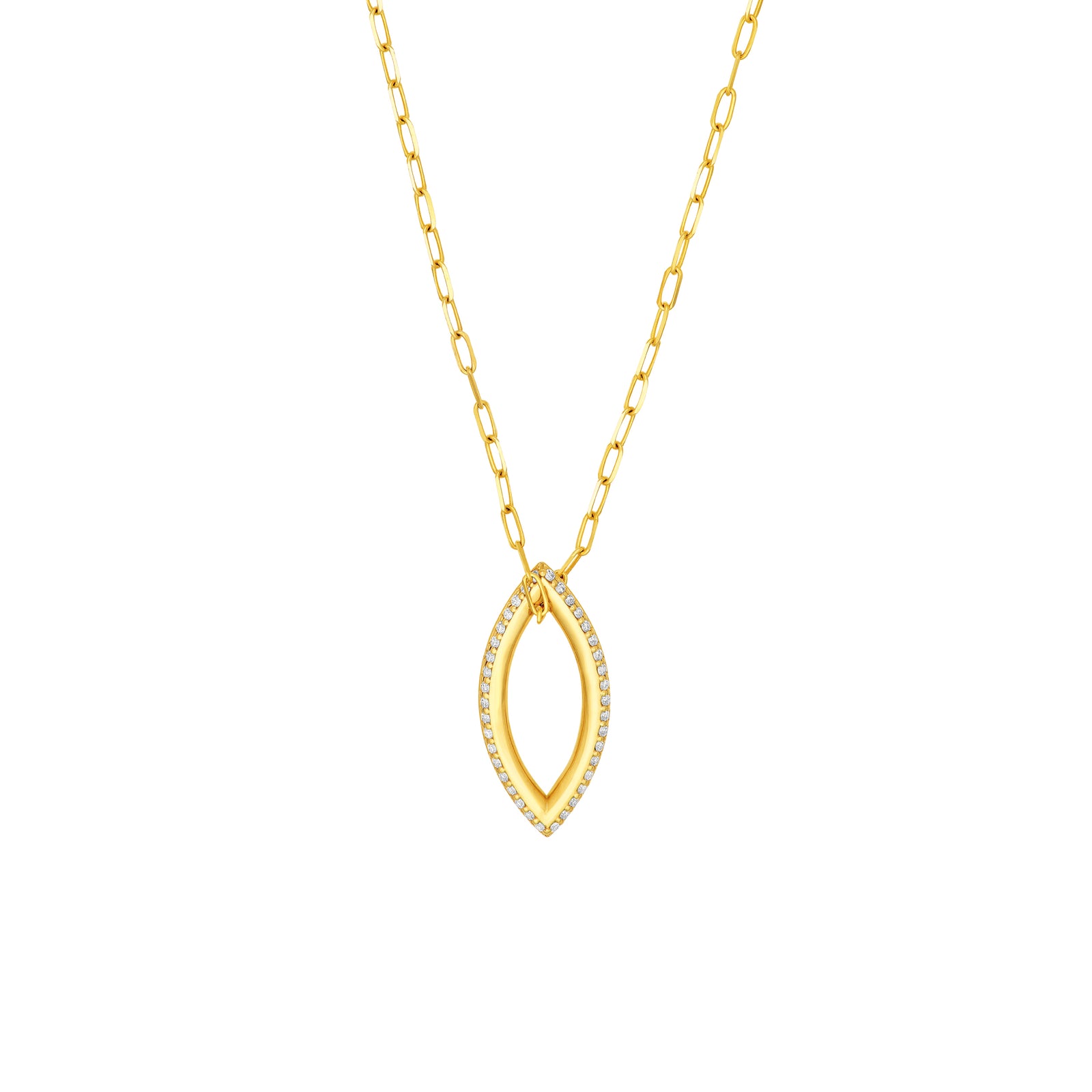 3/8tcw Diamond Marquise Pendant Paper Clip Necklace