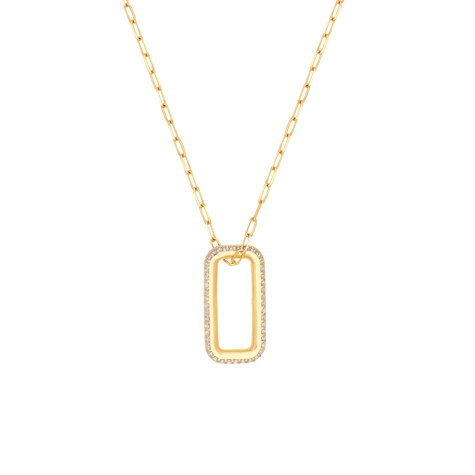 1/2tcw Diamond Rectangle Pendant Paper Clip Necklace