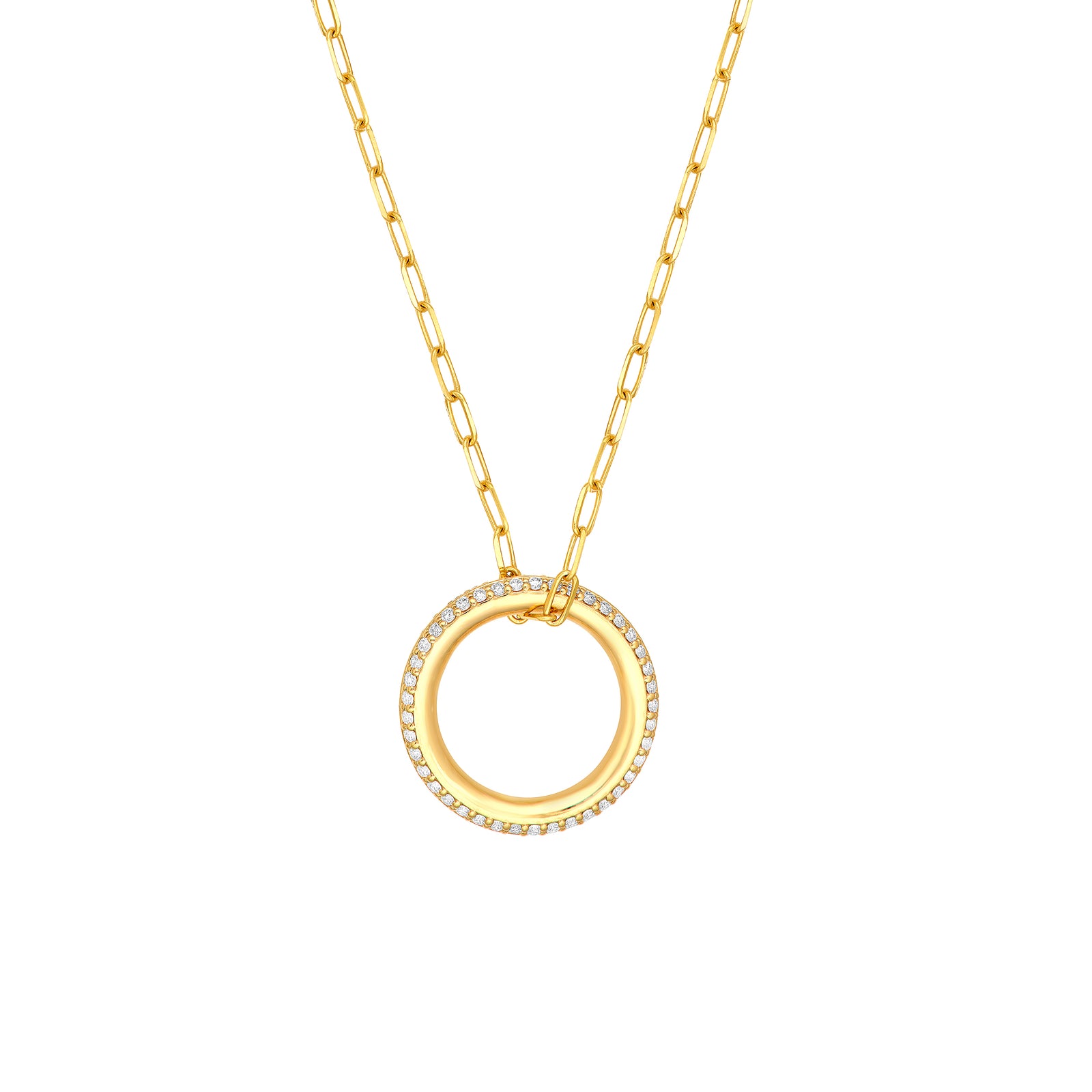 1/2tcw Diamond Round Pendant Paper Clip Necklace