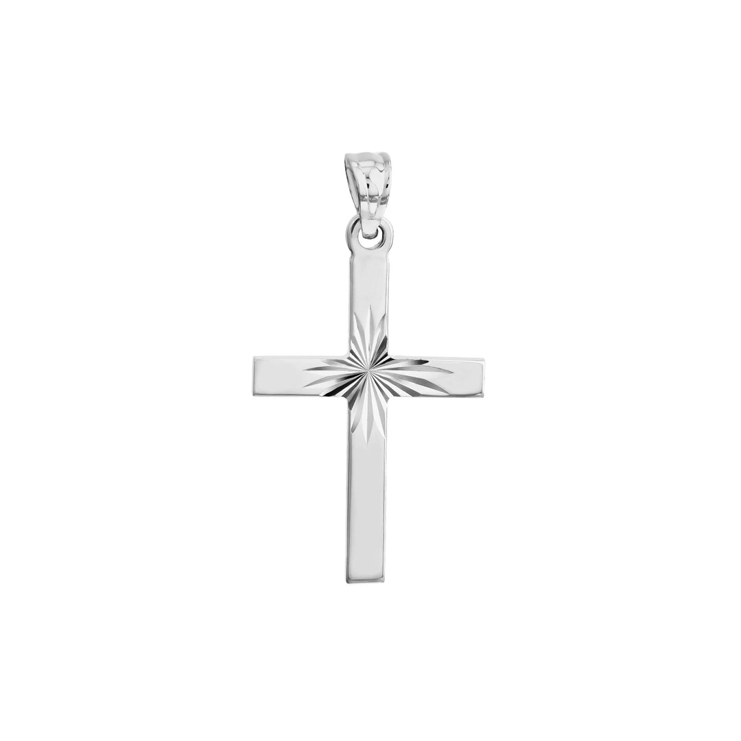 Small Sterling Silver Diamond Cut Center Cross
