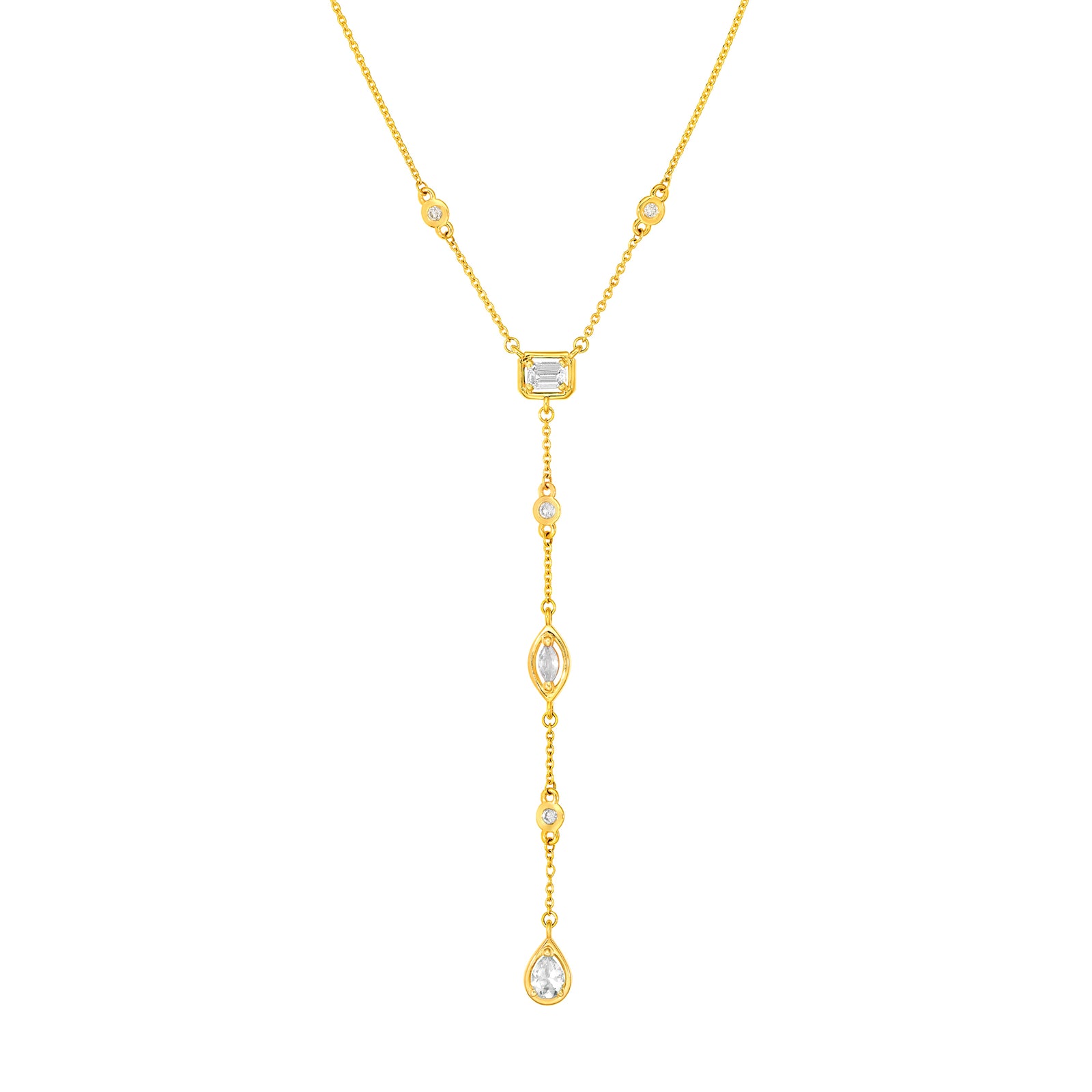 5/8tcw Mixed Diamond Lariat Necklace