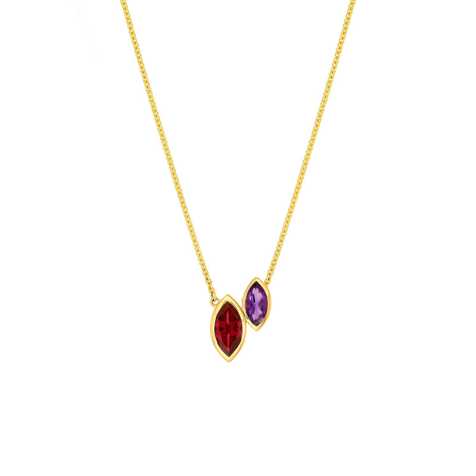 Toi et Moi Necklace (Red Garnet & Amethyst)