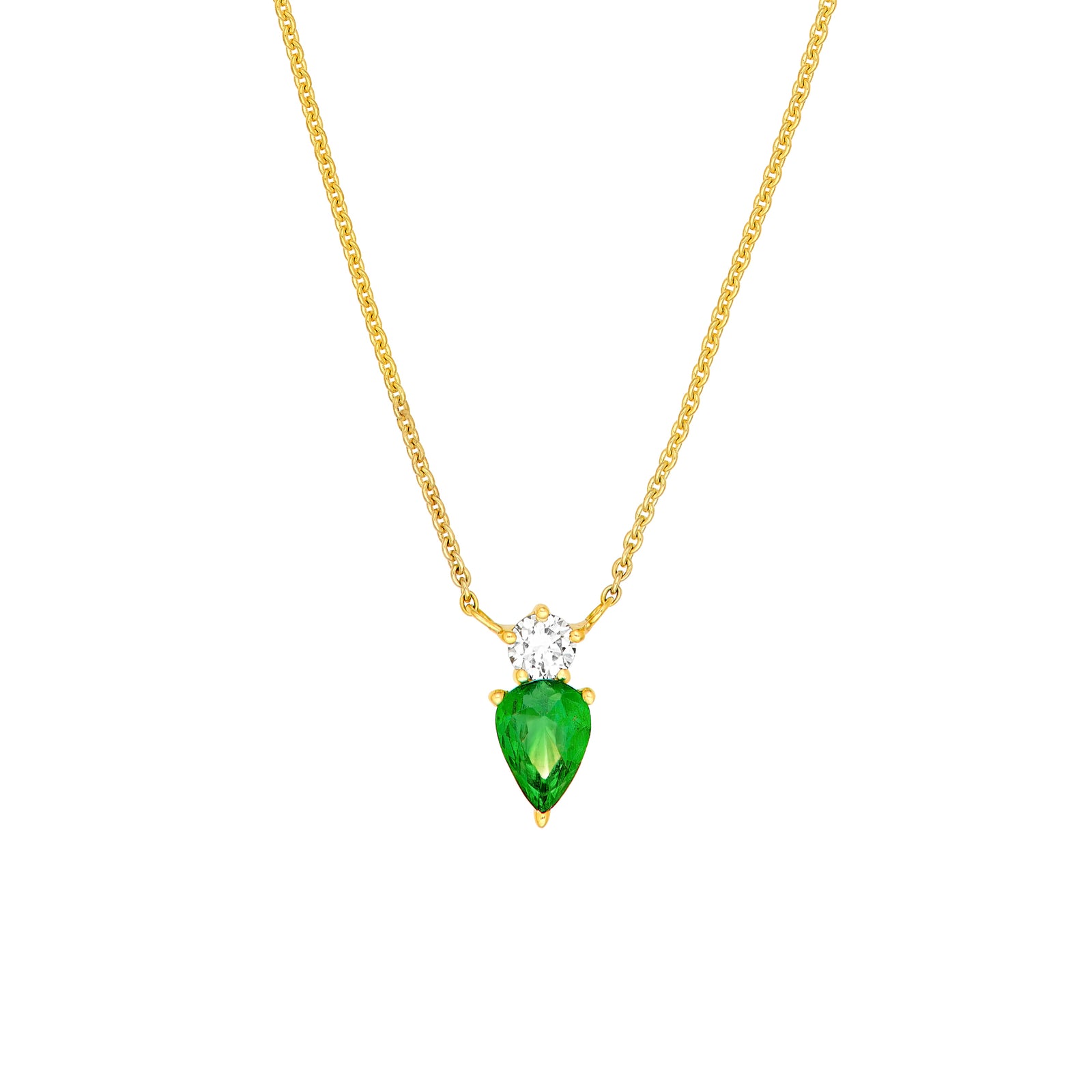 5/8tcw Diamond & 1/6tcw Tsavorite Drop Necklace