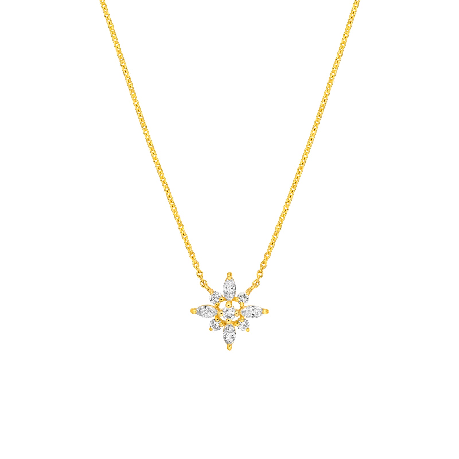 1/2tcw Flower Diamond Pendant Necklace