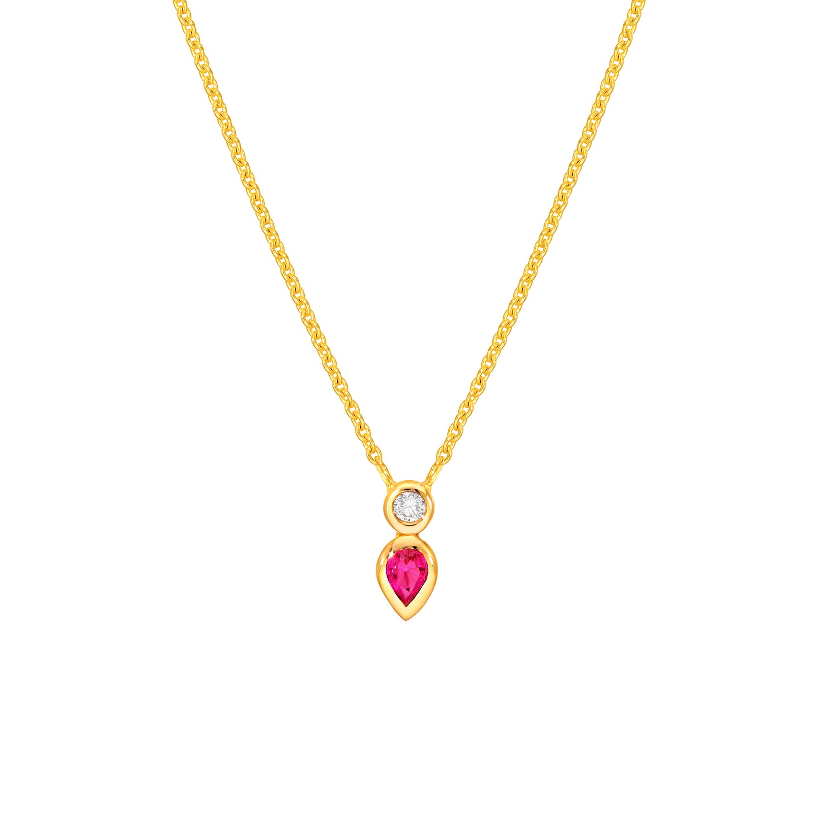 Diamond & Ruby Duo Bezel Necklace