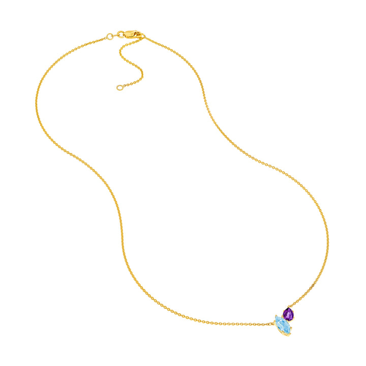 Toi et Moi Necklace (Sky Blue & Purple Amethyst)