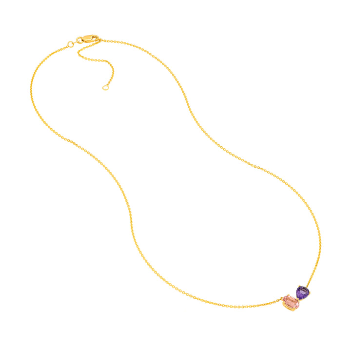 Toi et Moi Necklace (Pink Morganite & Amethyst)