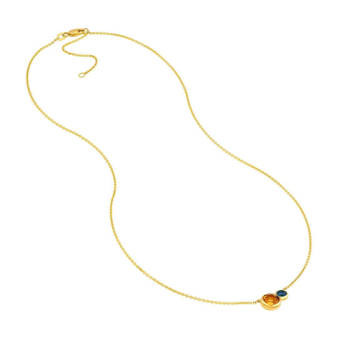 Toi et Moi Necklace (London Blue & Citrine)