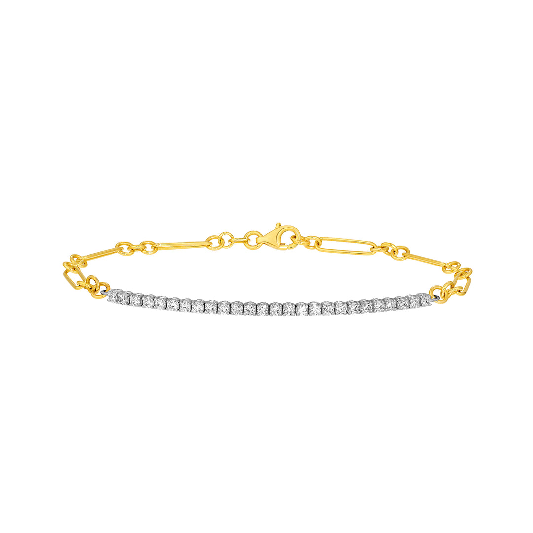 3/4tcw Diamond Two-Tone Paper Clip Tennis Bracelet