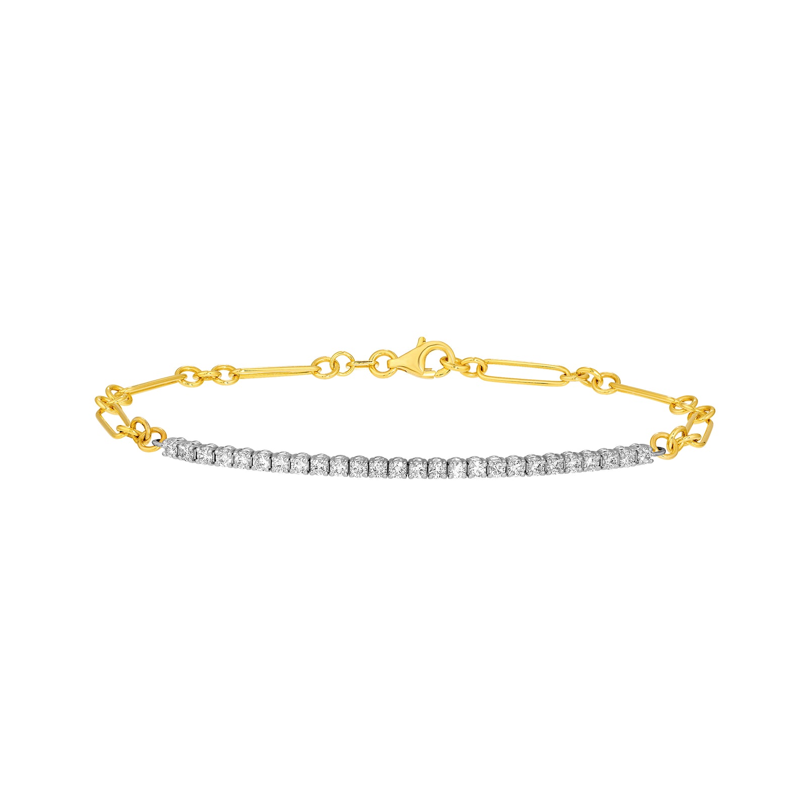 3/4tcw Diamond Two-Tone Paper Clip Tennis Bracelet