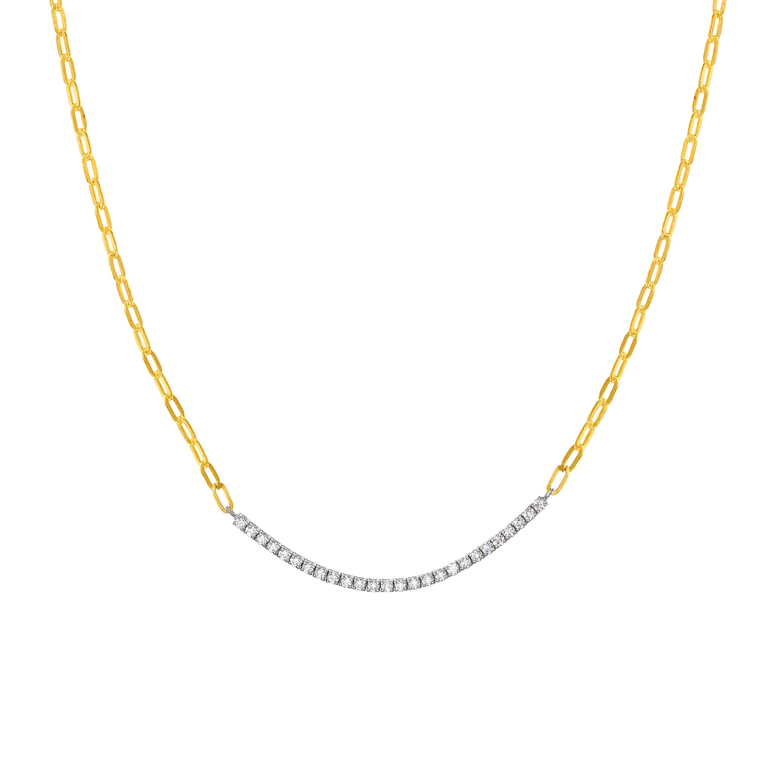 3/4tcw Diamond Two-Tone Paper Clip Tennis Necklace