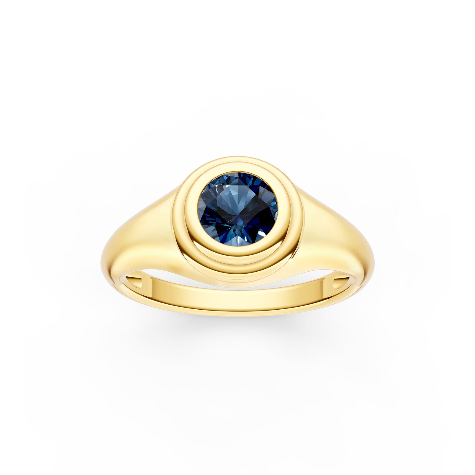 1/2ct Round London Blue Bezel Pinky Ring