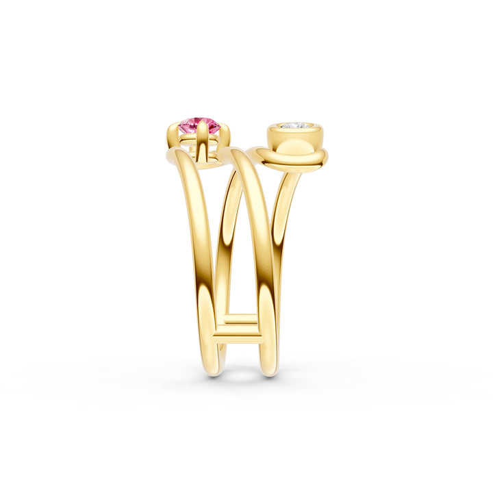 Diamond & Pink Sapphire Wrap Ring