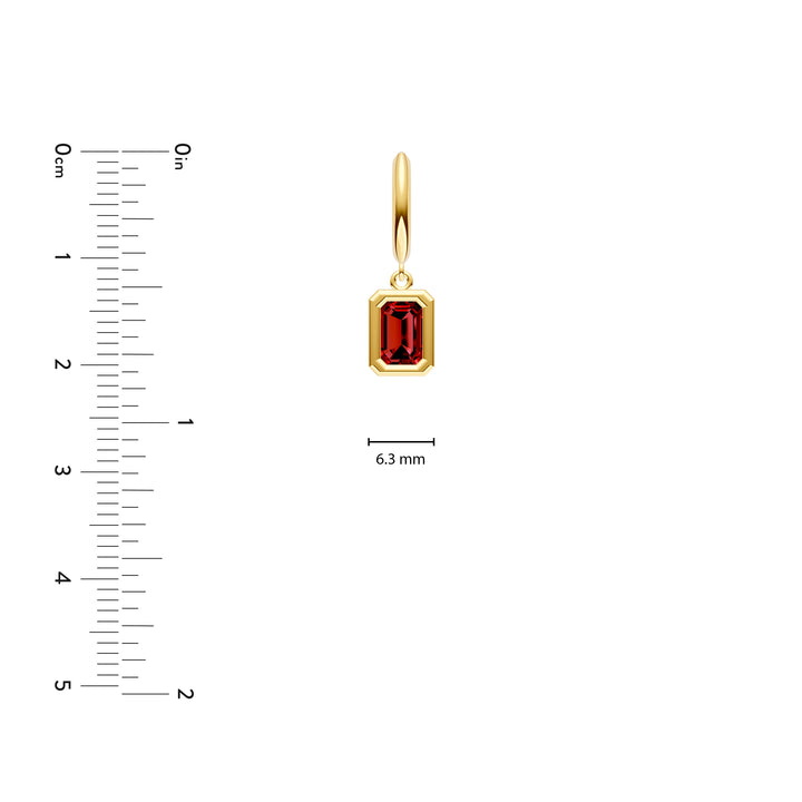 Emerald Red Garnet Bezel Drop Earrings