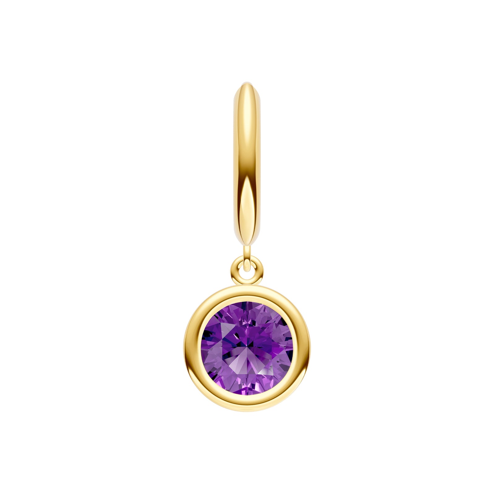 Round Purple Amethyst Drop Earrings