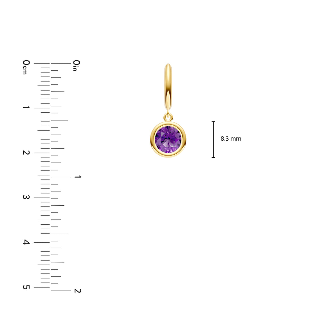 Round Purple Amethyst Drop Earrings