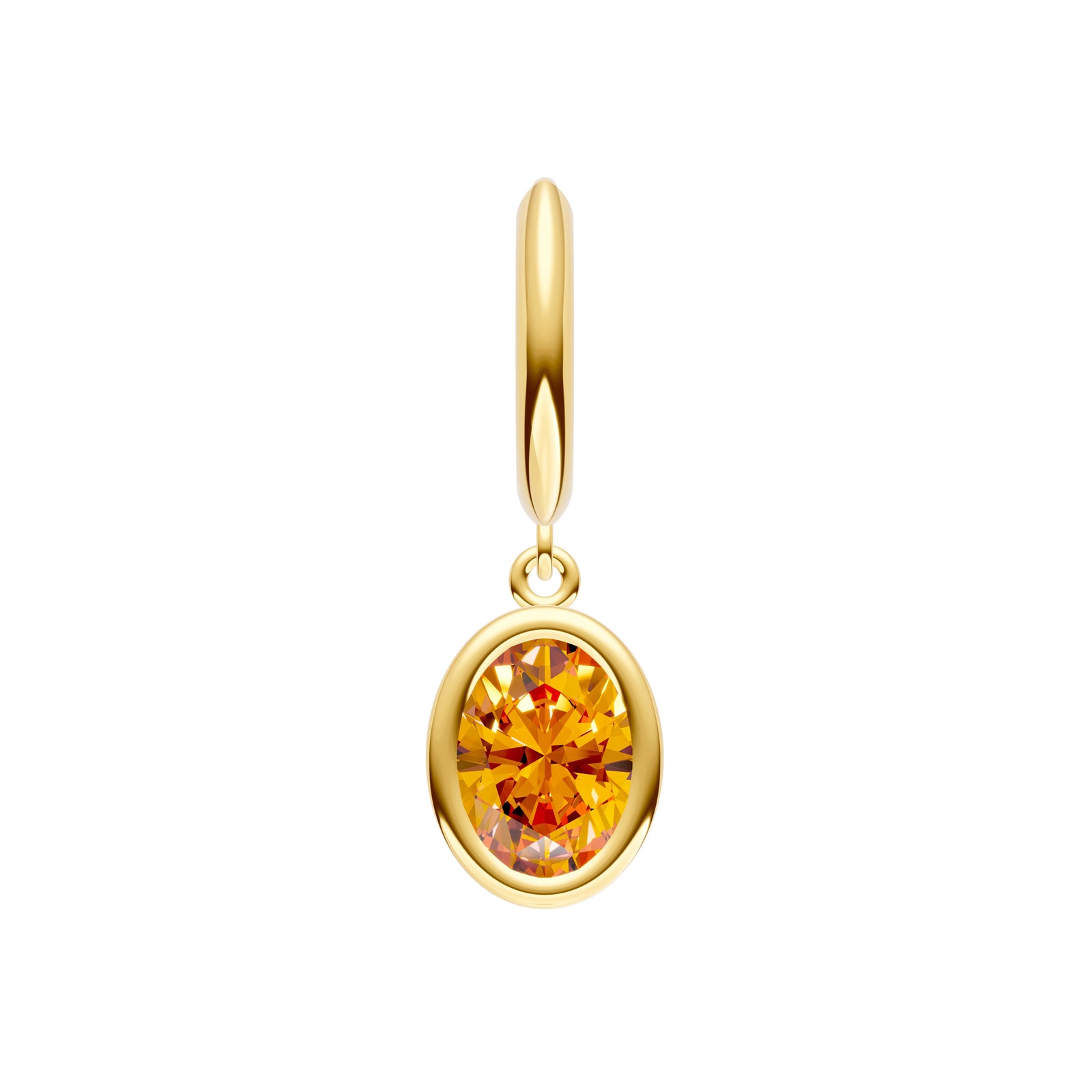 Oval Citrine Bezel Drop Earrings