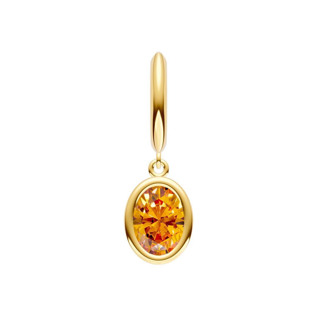 Oval Citrine Bezel Drop Earrings