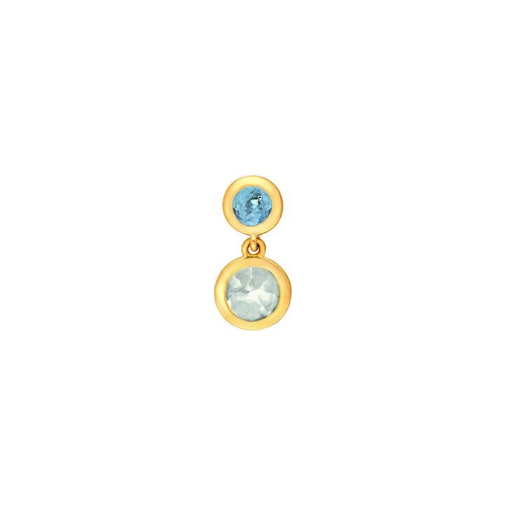 Sky Blue & Blue Green Amethyst Bezel Drop Earrings