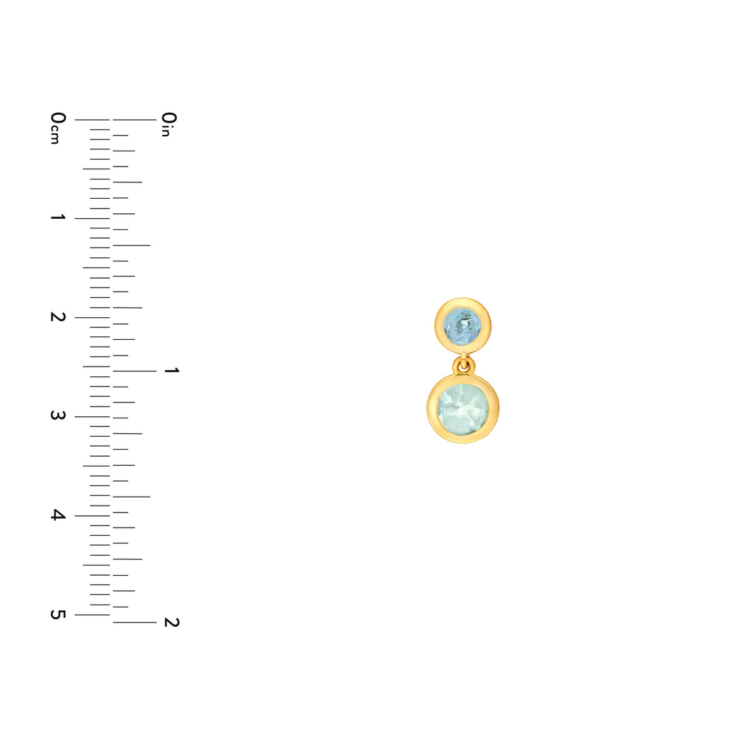 Sky Blue & Blue Green Amethyst Bezel Drop Earrings
