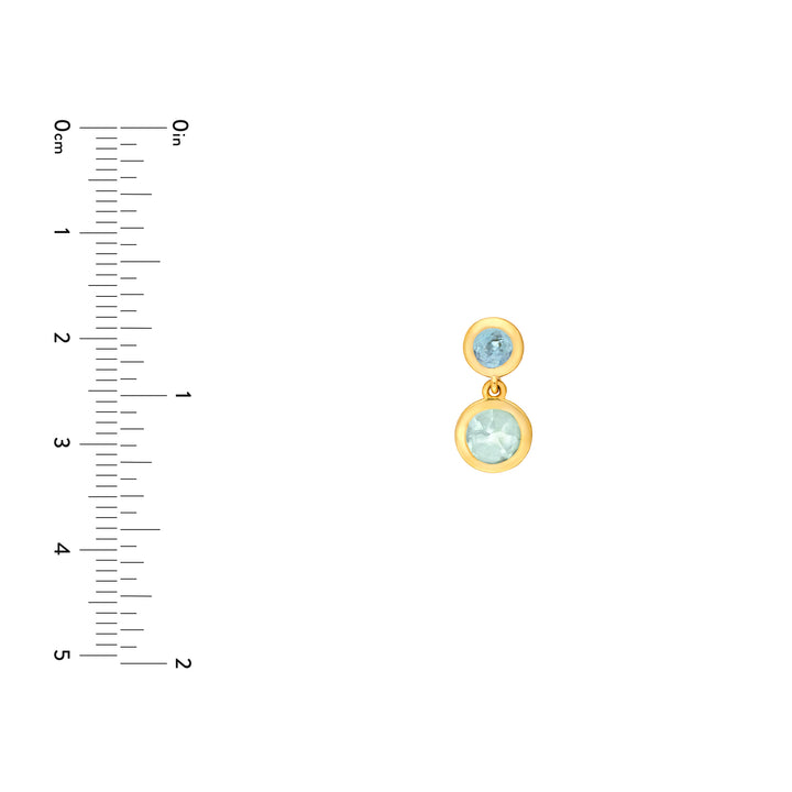 Sky Blue & Blue Green Amethyst Bezel Drop Earrings