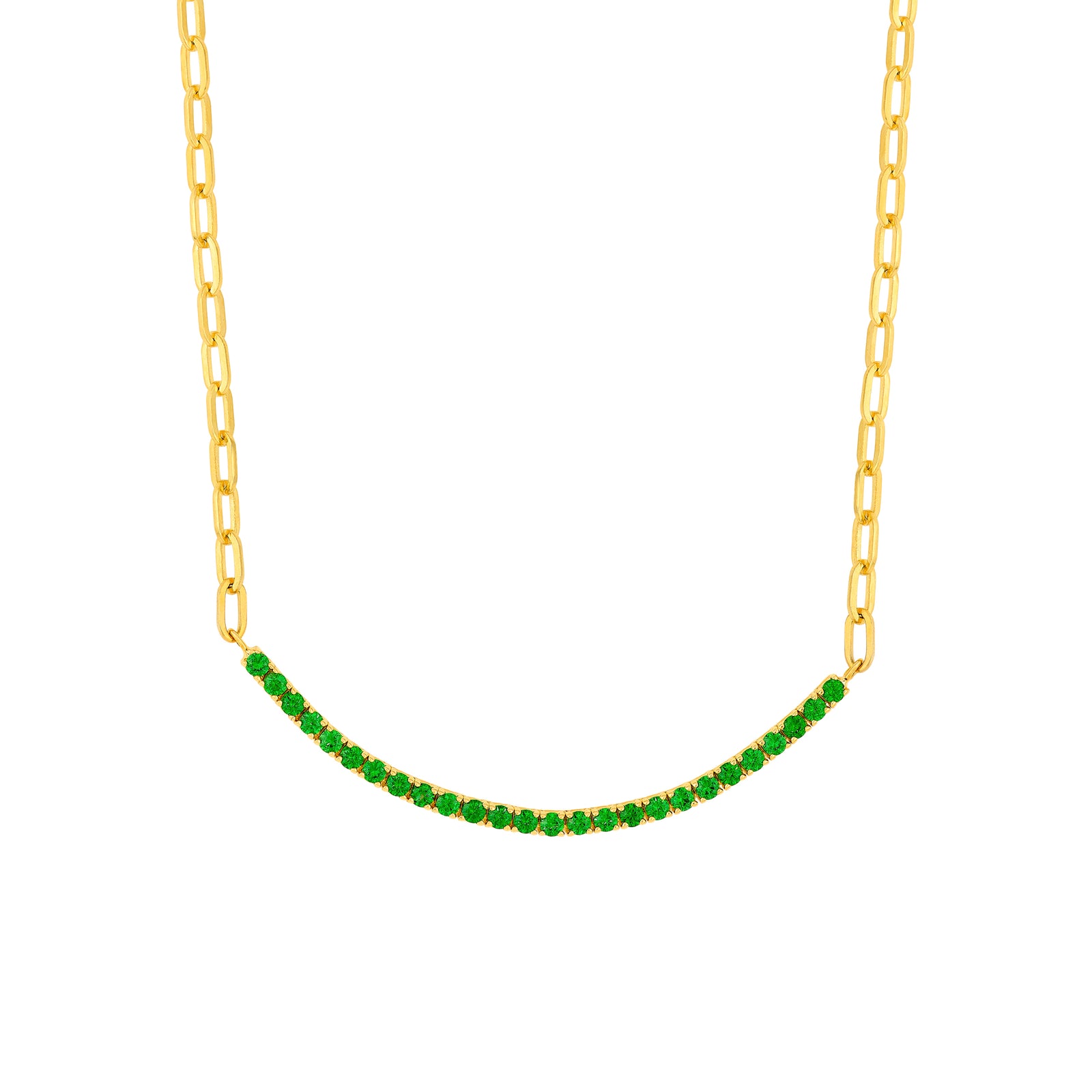 1-1/8ct Tsavorite Half Paper Clip Half Tennis Necklace