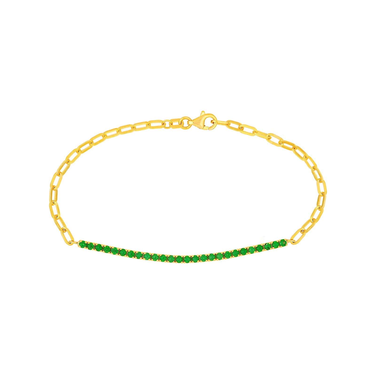 1-1/8ct Tsavorite Half Paper Clip Half Tennis Bracelet